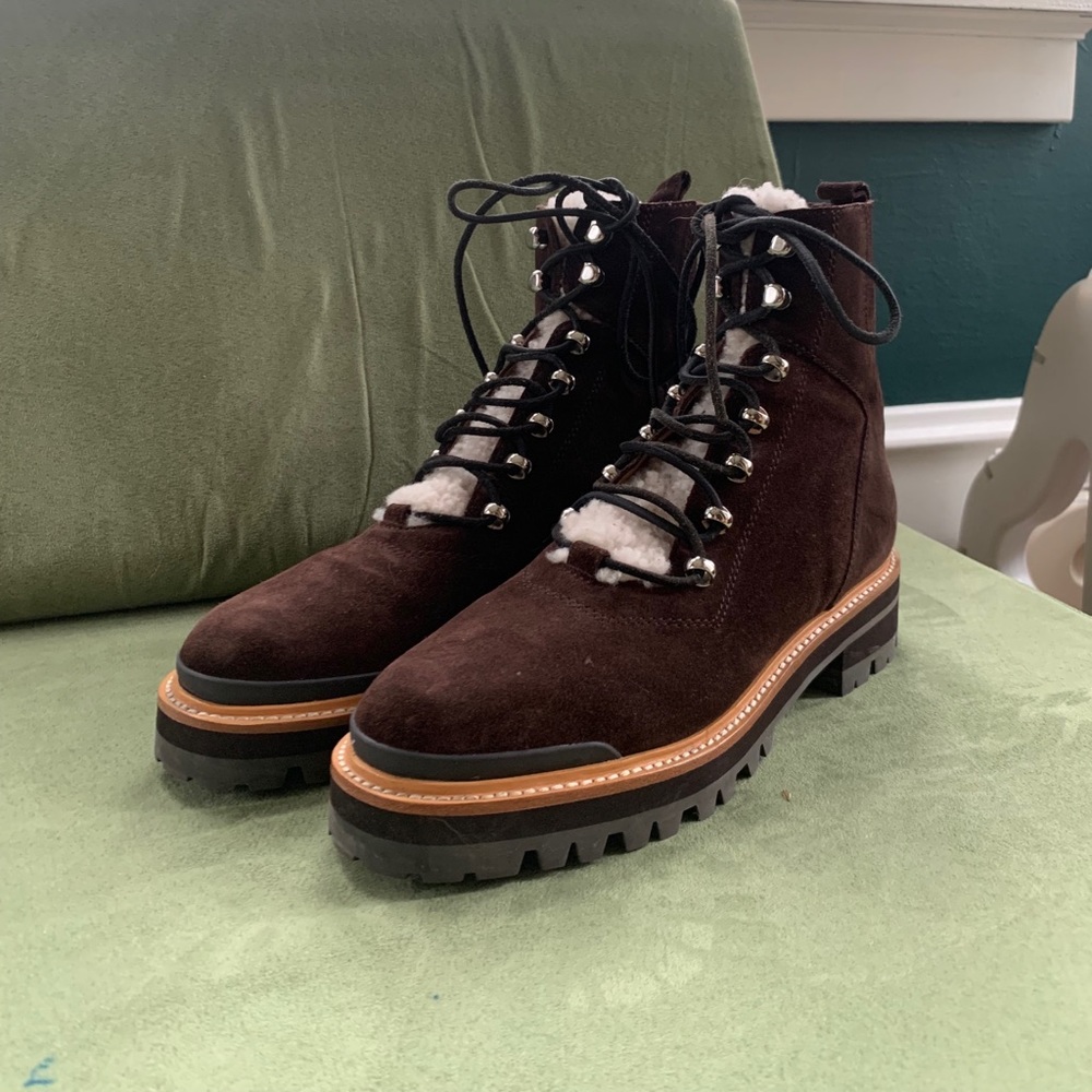 Marc Fisher Izzie genuine shearling lace-up boot